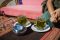 Drinking coca tea in Cusco, Peru