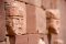 Heads on a temple at Tiwanaku, Bolivia