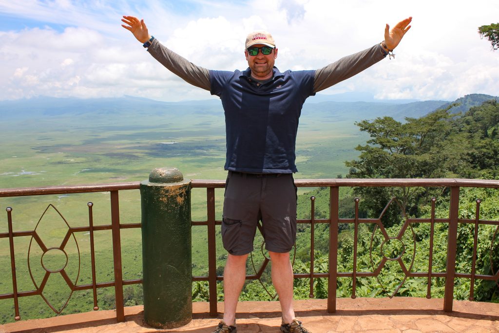 Dave at the Ngorongoro Crater lookout point, Tanzania